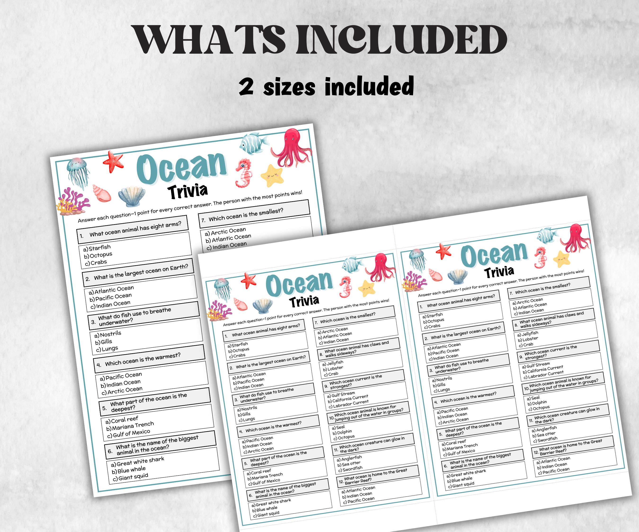 Ocean Trivia Game, Marine Life Trivia, Summer Trivia, Baby Trivia, Shark Trivia Game, Summer Party Games, Shark Week, Under The Sea Game-Holidays -TheHustlingCatLady-Party Games