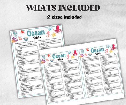 Ocean Trivia Game, Marine Life Trivia, Summer Trivia, Baby Trivia, Shark Trivia Game, Summer Party Games, Shark Week, Under The Sea Game-Holidays -TheHustlingCatLady-Party Games