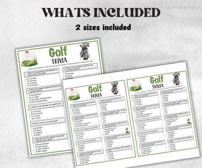 Printable Golf Trivia, Golf Themed Birthday Activity, Seniors Trivia Game Night, Athletic Game,sports Trivia summer Spring fall, reunion-Holidays -TheHustlingCatLady-Party Games