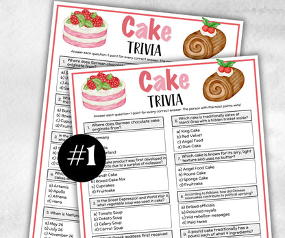 Printable Cake Trivia, Cake Theme Birthday, Senior Trivia Night, summer Spring, Sunday School, Women Ministry, Sweets Baby Shower, Sprinkles-Holidays -TheHustlingCatLady-Party Games