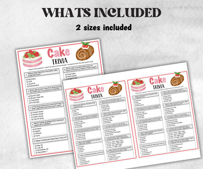 Printable Cake Trivia, Cake Theme Birthday, Senior Trivia Night, summer Spring, Sunday School, Women Ministry, Sweets Baby Shower, Sprinkles-Holidays -TheHustlingCatLady-Party Games