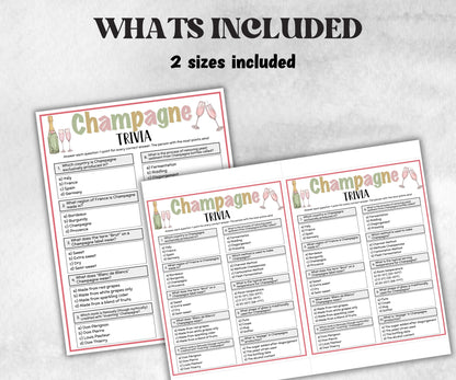Champagne Trivia, alcohol Theme Birthday, Senior Trivia Night, summer Spring, Sunday School, Women Ministry, Sweets Baby Shower, Wedding fun-Holidays -TheHustlingCatLady-Party Games