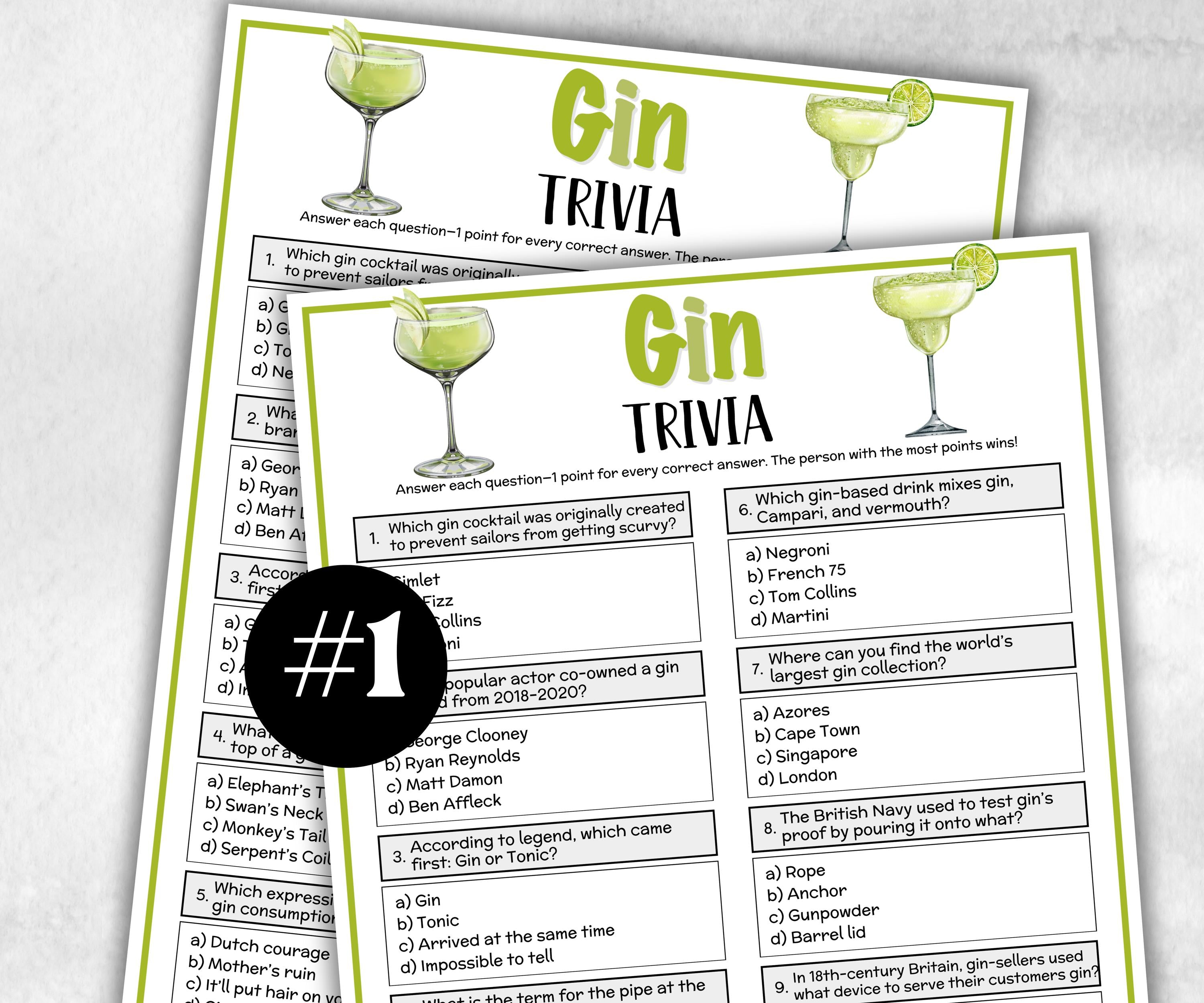 Gin Trivia, alcohol Theme Birthday, Senior Trivia Night, summer Spring, Sunday School, Women Ministry, Sweets Baby Shower, Wedding spirits-Holidays -TheHustlingCatLady-Party Games