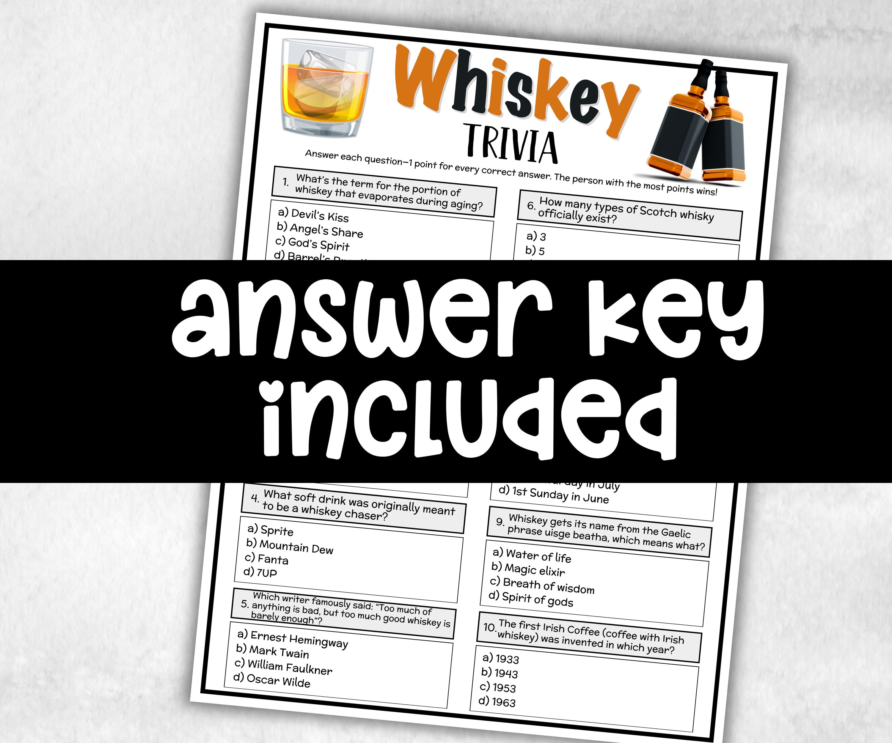 Whiskey Trivia, alcohol Theme Birthday, Senior Trivia Night, summer Spring, Sunday School, Women Ministry, Sweets Baby Shower, Wedding fun-Holidays -TheHustlingCatLady-Party Games