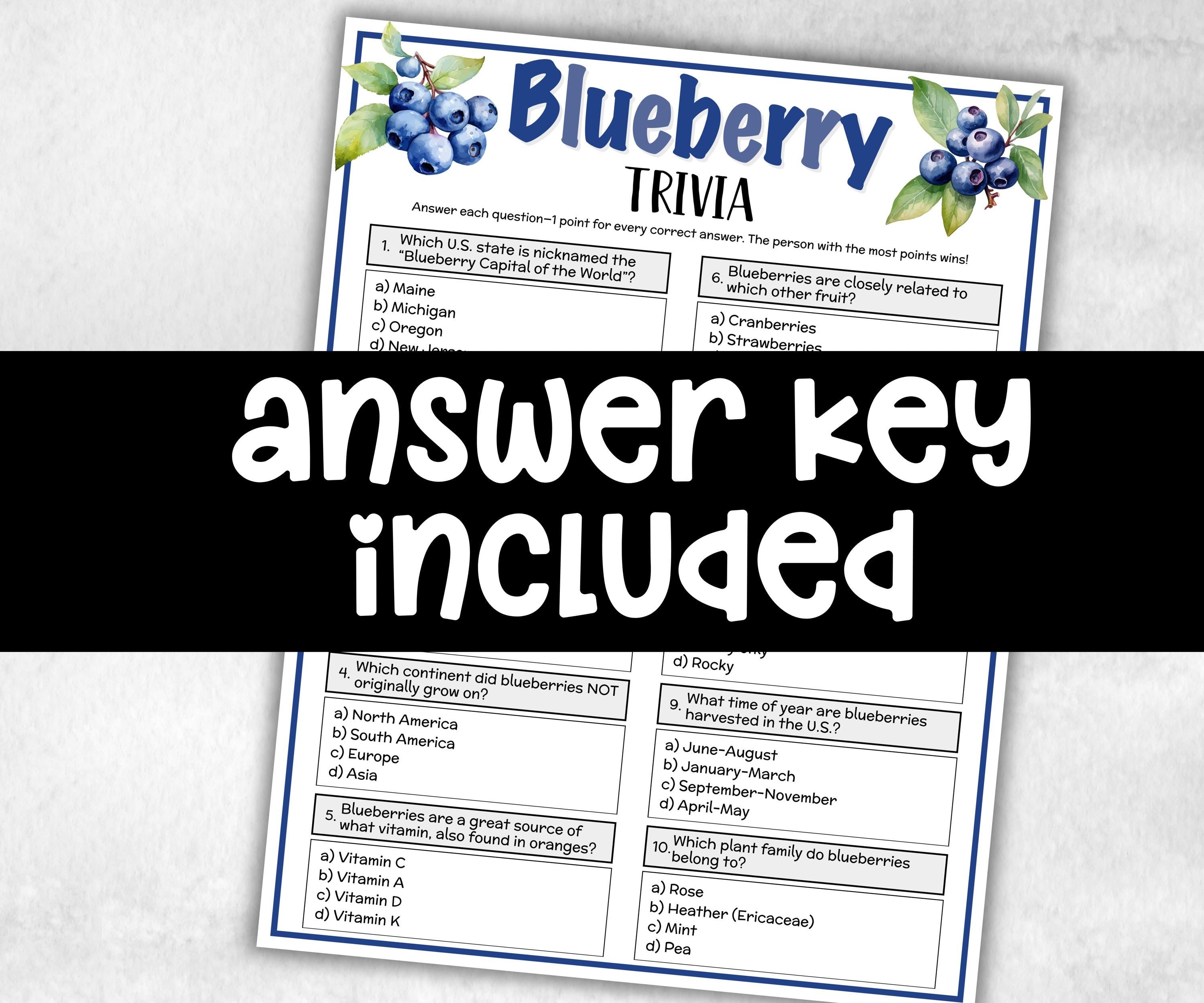 Blueberry Trivia, Winter Theme Birthday, Seniors Trivia Night, Sunday School, Women Ministry, xmas family reunion, fall autumn game, berries-Holidays -TheHustlingCatLady-Party Games