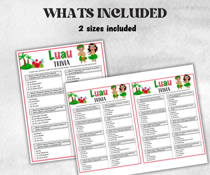 Luau Trivia, Aloha Beach Theme Birthday, Seniors Trivia Night, Sunday School, family reunion, Hawaii, summer group, Tropical tiki party fun-Holidays -TheHustlingCatLady-Party Games
