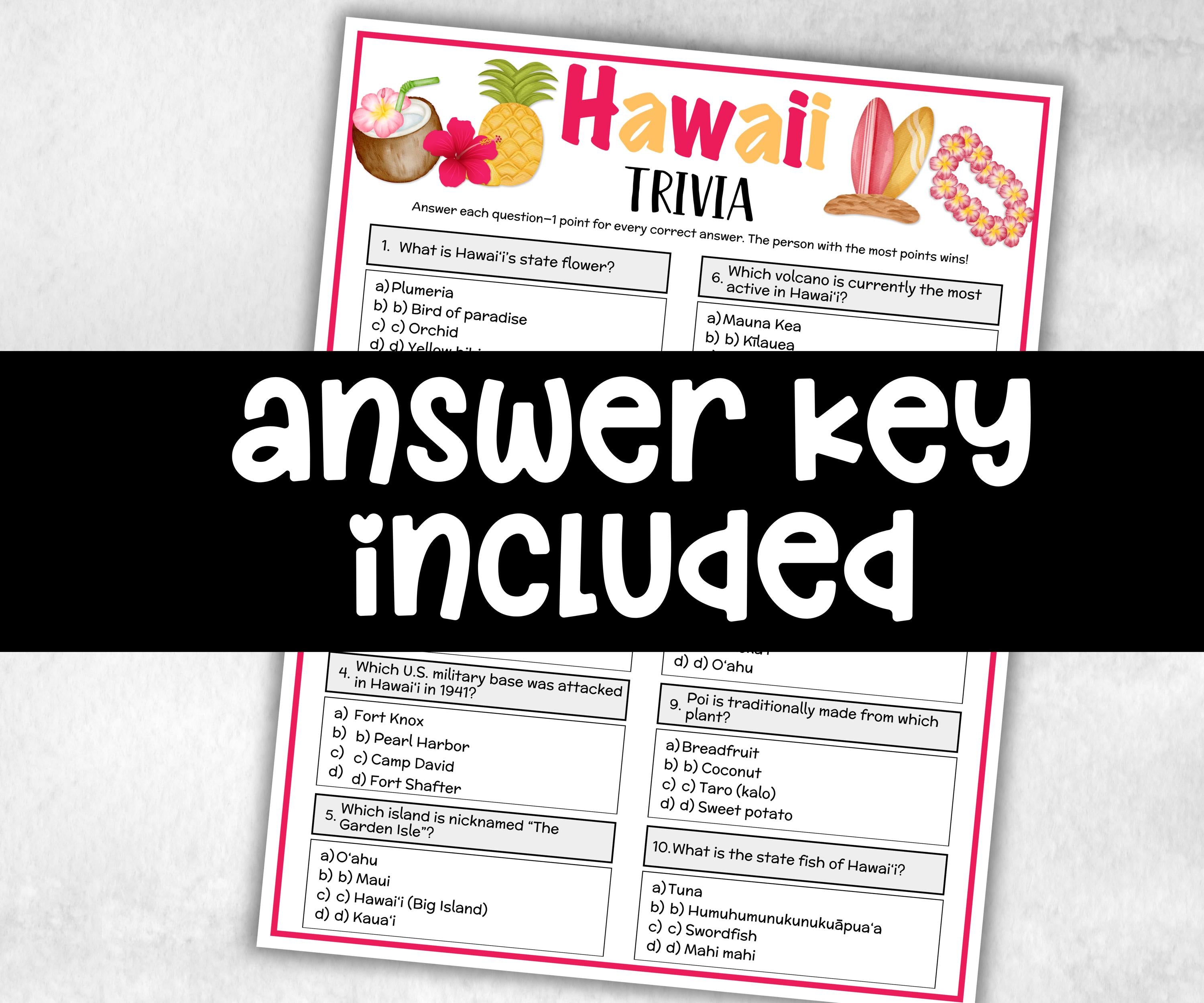 Luau Trivia, Aloha Theme Birthday, Seniors Trivia Night, Sunday School, Women Ministry, family reunion, Hawaii summer Tropical, tiki beach-Holidays -TheHustlingCatLady-Party Games