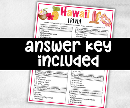 Luau Trivia, Aloha Theme Birthday, Seniors Trivia Night, Sunday School, Women Ministry, family reunion, Hawaii summer Tropical, tiki beach-Holidays -TheHustlingCatLady-Party Games