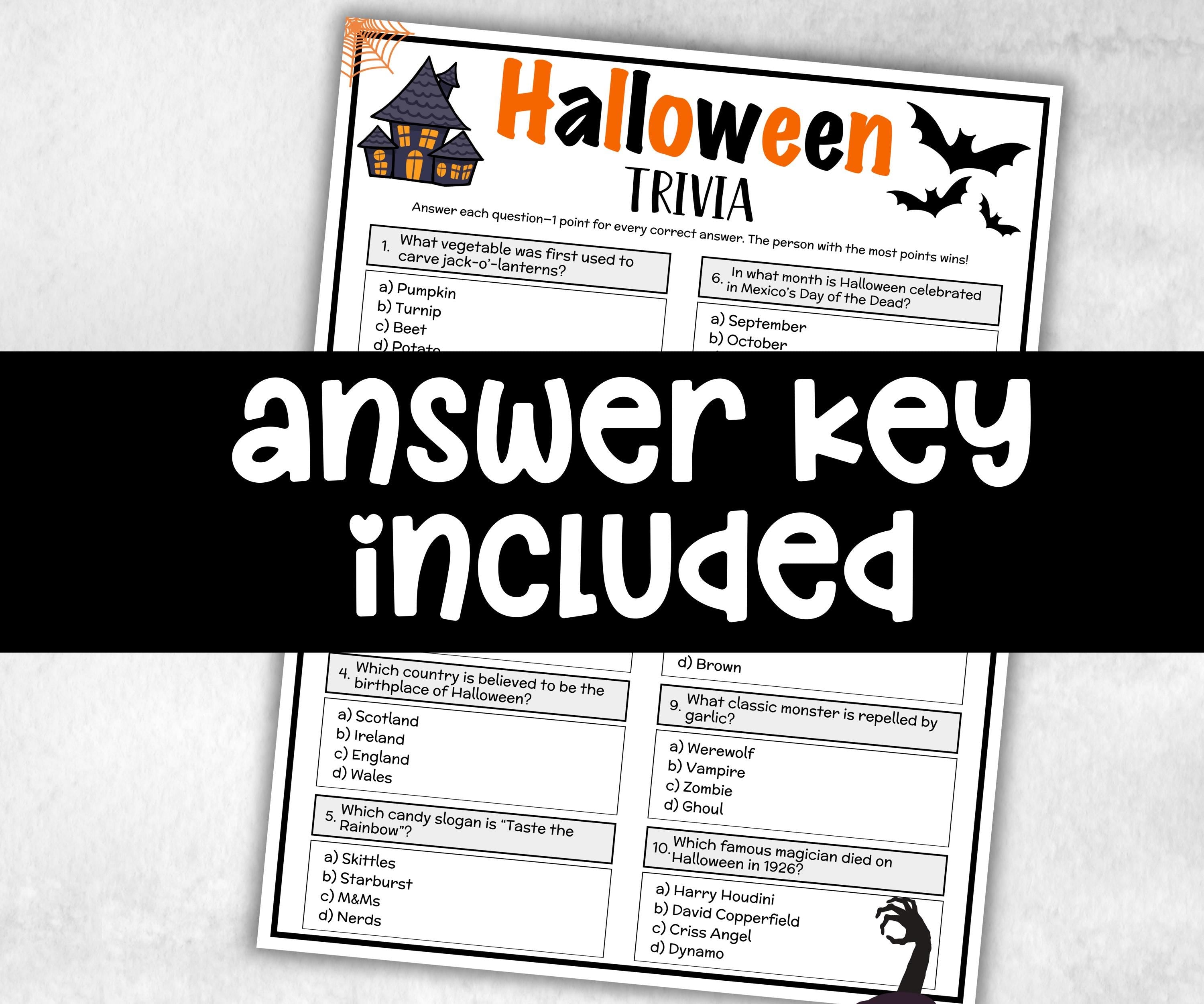 Halloween Trivia, Spooky Theme Birthday, Seniors Trivia Night, Sunday School, Women Ministry, family reunion, Ghost game, first birthday-Holidays -TheHustlingCatLady-Party Games