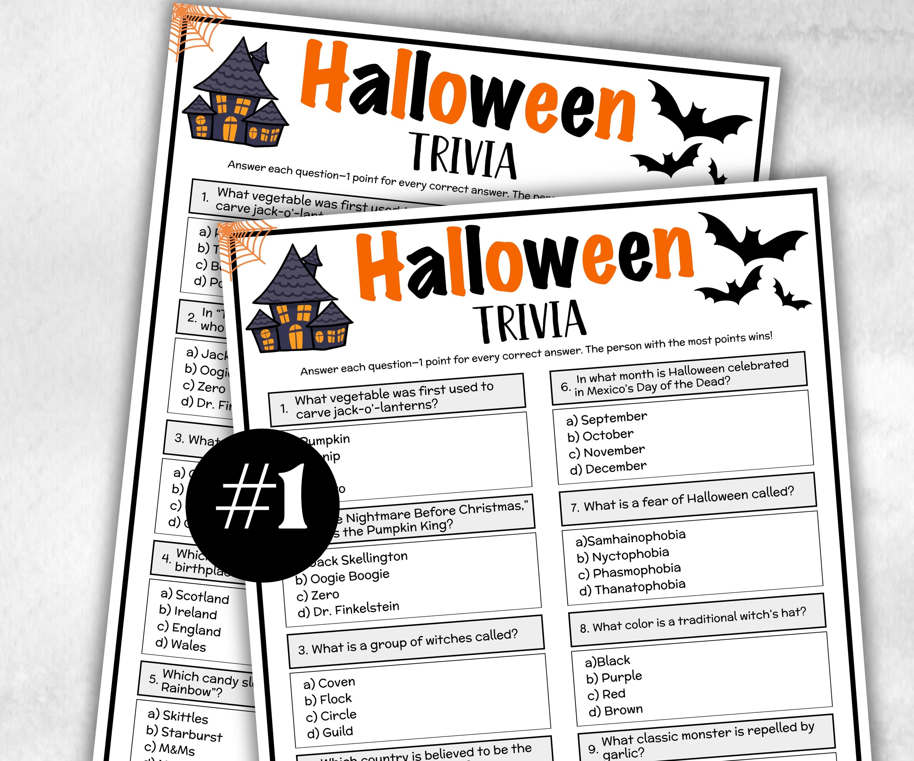 Halloween Trivia, Spooky Theme Birthday, Seniors Trivia Night, Sunday School, Women Ministry, family reunion, Ghost game, first birthday-Holidays -TheHustlingCatLady-Party Games