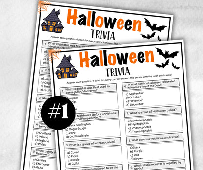 Halloween Trivia, Spooky Theme Birthday, Seniors Trivia Night, Sunday School, Women Ministry, family reunion, Ghost game, first birthday-Holidays -TheHustlingCatLady-Party Games