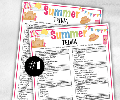 Summer Trivia, Friendsgiving Theme Birthday, Senior Trivia Night, Sunday, Beach Vacation, first Church birthday, pool party, end of school-Holidays -TheHustlingCatLady-Party Games