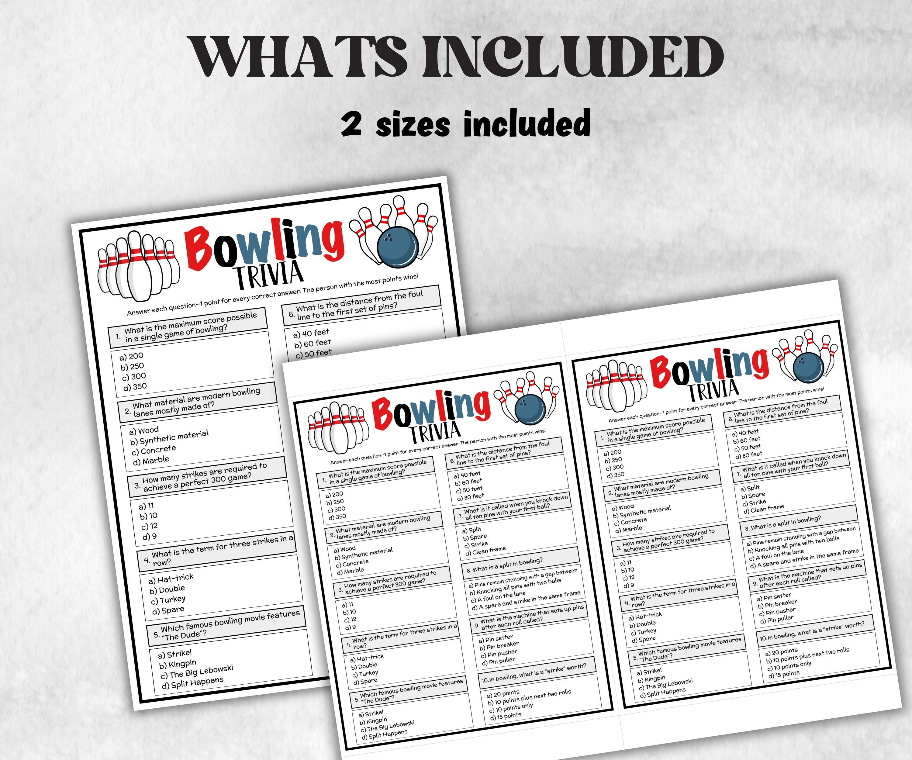 Bowling Trivia, Themed Birthday, Seniors Trivia Night, Sunday School, family reunion game, first birthday, bridal shower game, bowling party-Holidays -TheHustlingCatLady-Party Games