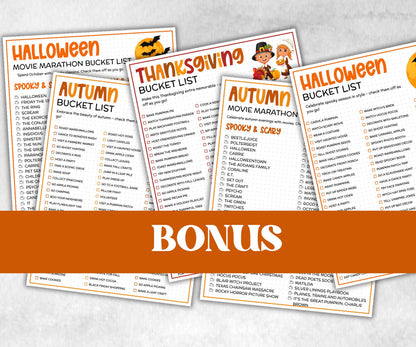 Fall Games Bundle, fall Season, Autumn Match UpTrivia Game, , Senior Game night, family game activity, Kids Teen Adult party guess games-Thanksgiving -TheHustlingCatLady-Party Games