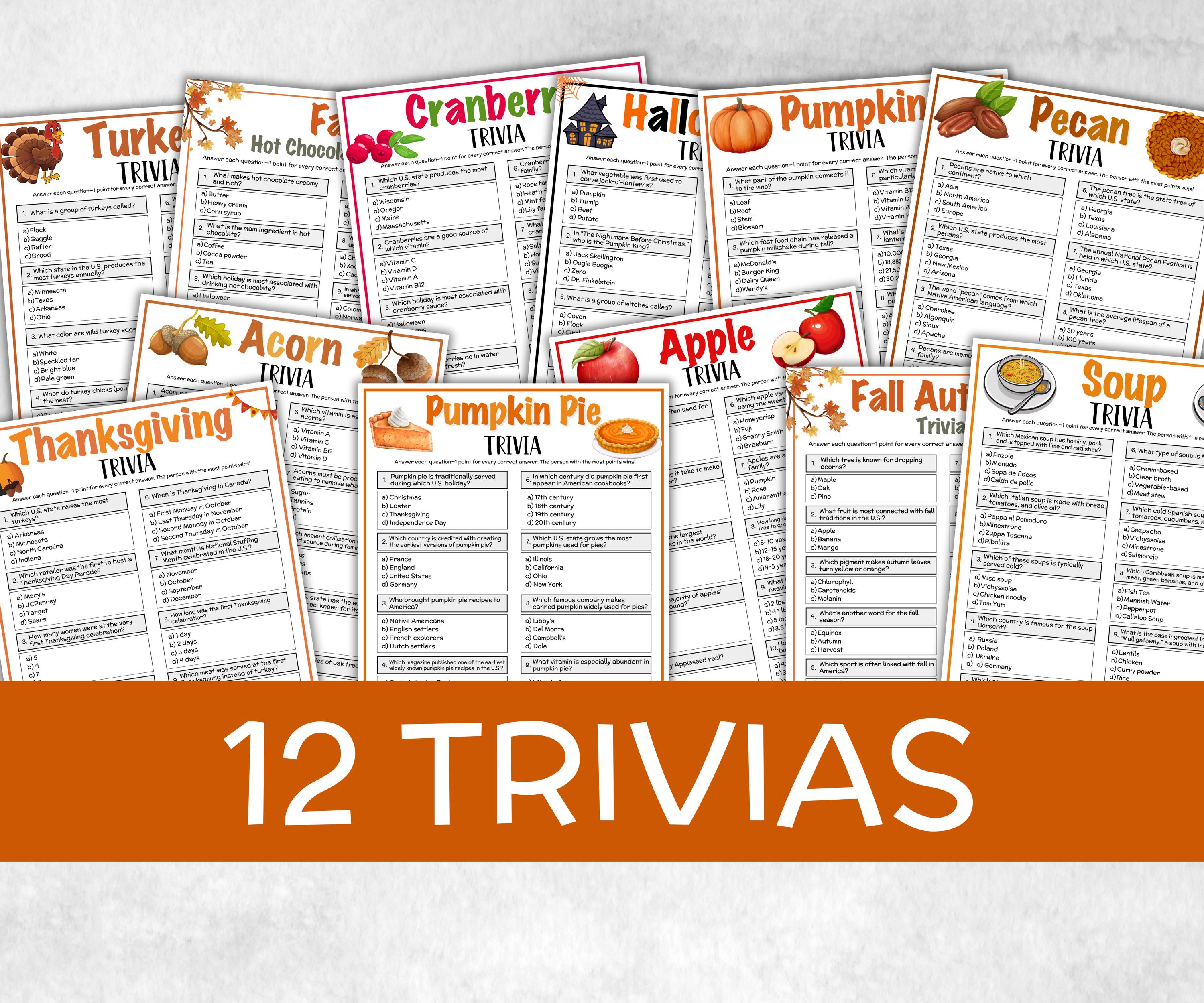 Fall Games Bundle, fall Season, Autumn Match UpTrivia Game, , Senior Game night, family game activity, Kids Teen Adult party guess games-Thanksgiving -TheHustlingCatLady-Party Games