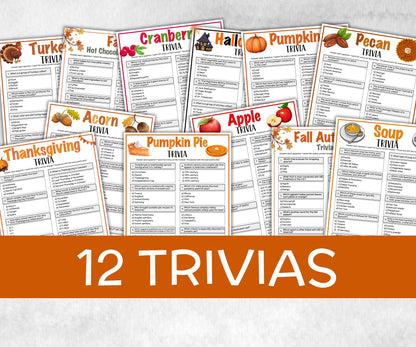 Fall Games Bundle, fall Season, Autumn Match UpTrivia Game, , Senior Game night, family game activity, Kids Teen Adult party guess games-Thanksgiving -TheHustlingCatLady-Party Games