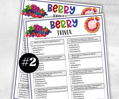 Berry Printable Trivia, Berry Sweet Baby, First Birthday Game, Girl Baby Shower, bridal shower, seniors trivia quiz, school classroom, kids-Holidays -TheHustlingCatLady-Party Games