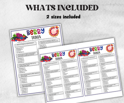 Berry Printable Trivia, Berry Sweet Baby, First Birthday Game, Girl Baby Shower, bridal shower, seniors trivia quiz, school classroom, kids-Holidays -TheHustlingCatLady-Party Games