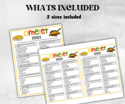 Omelette Trivia Quiz, National Omelet Day, Brunch Baby Shower, Brunch trivia, Church activity, Teen Sleepover Party, school classroom game-Holidays -TheHustlingCatLady-Party Games