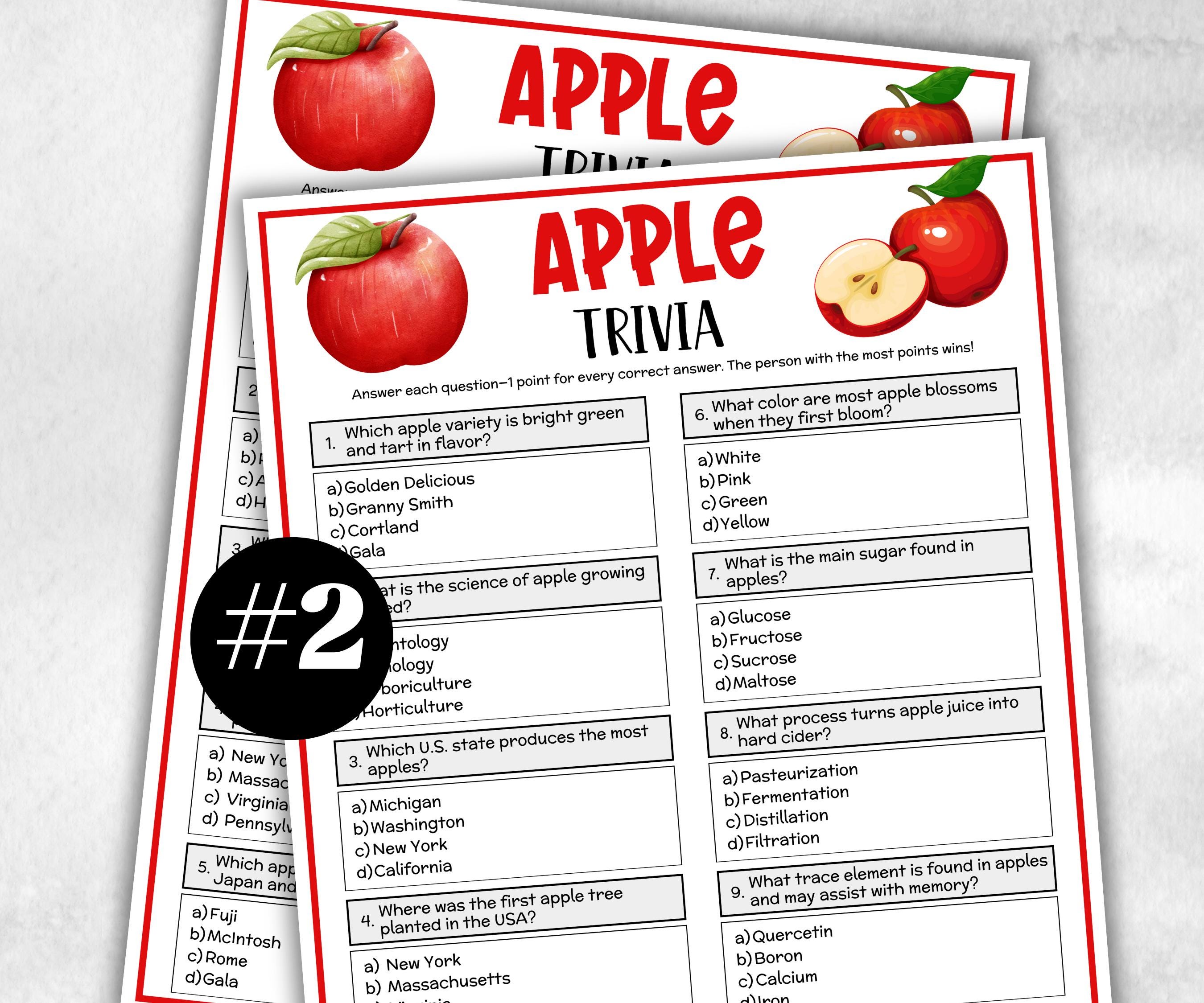 Apple Trivia Game, Fall Trivia Game, Thanksgiving, Apple Baby Shower, Fall Autumn Party Game, fall festival activity, classroom game, church-Holidays -TheHustlingCatLady-Party Games