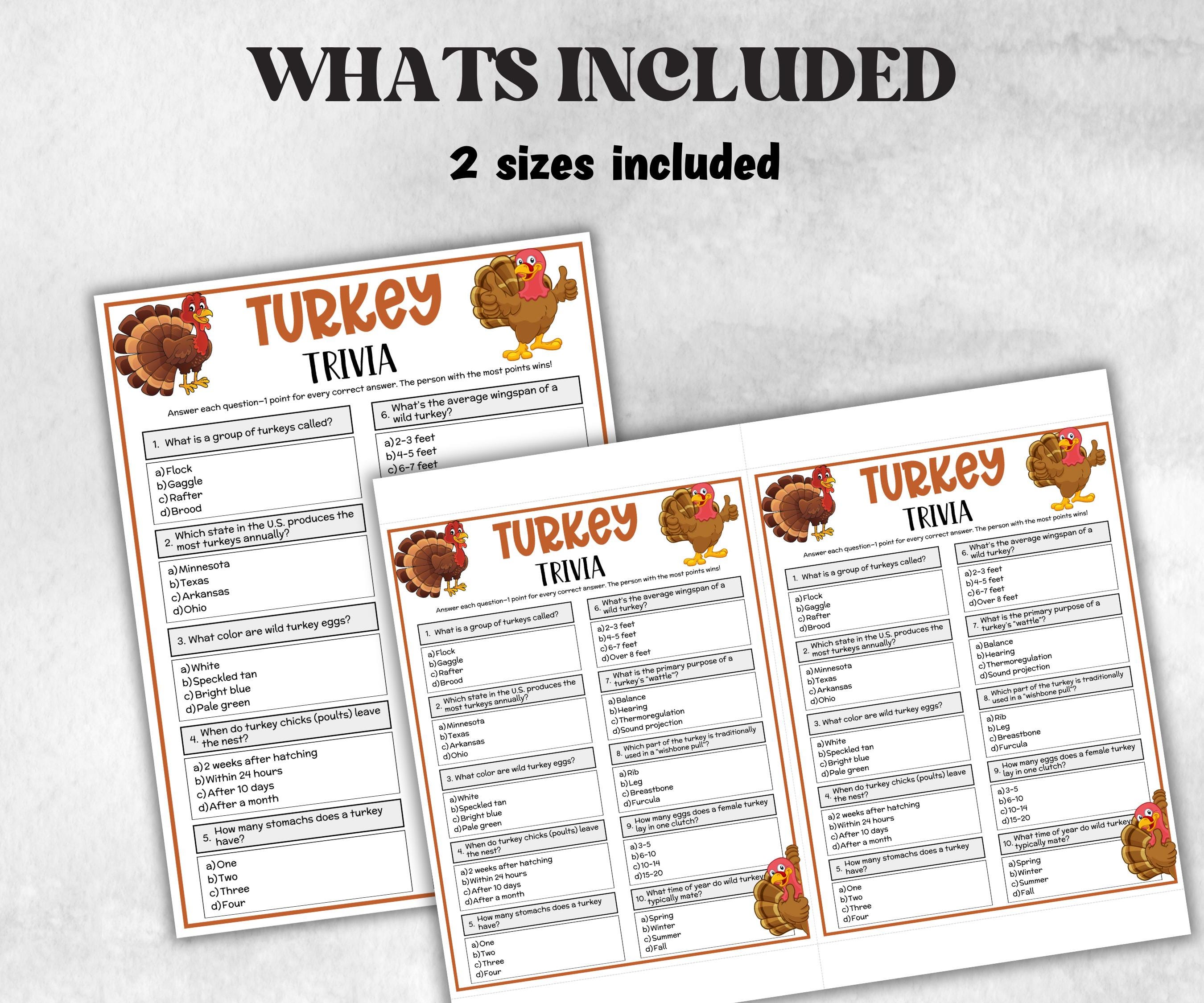 Turkey Trivia Game, Thanksgiving Friendsgiving Game, Thanksgiving Quiz, Thanksgiving Party, Fall Trivia Game, Gobble Gobble Turkey Game-Holidays -TheHustlingCatLady-Party Games