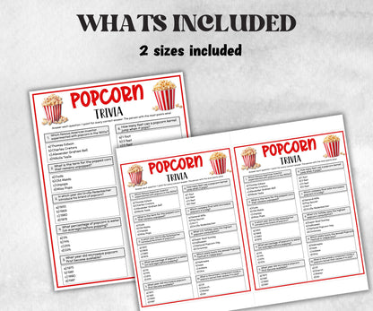 Popcorn Trivia, Movie Night, Popcorn Bar Activity, Family Game Night, Fast Food Trivia, Church Activity, Award Ceremony, Ready To Pop Quiz-Holidays -TheHustlingCatLady-Party Games