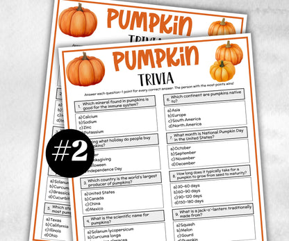 Pumpkin Trivia, Fall Baby Shower, Thanksgiving Game, Baby Shower Trivia, Office Party Games, Halloween Party Game, dinner party, school-Holidays -TheHustlingCatLady-Party Games
