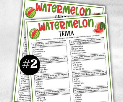 Watermelon Trivia, Summer Watermelon, Watermelon Party, Family Game Night, Holiday Party, National Watermelon, Watermelon Baby Birthday,-Holidays -TheHustlingCatLady-Party Games