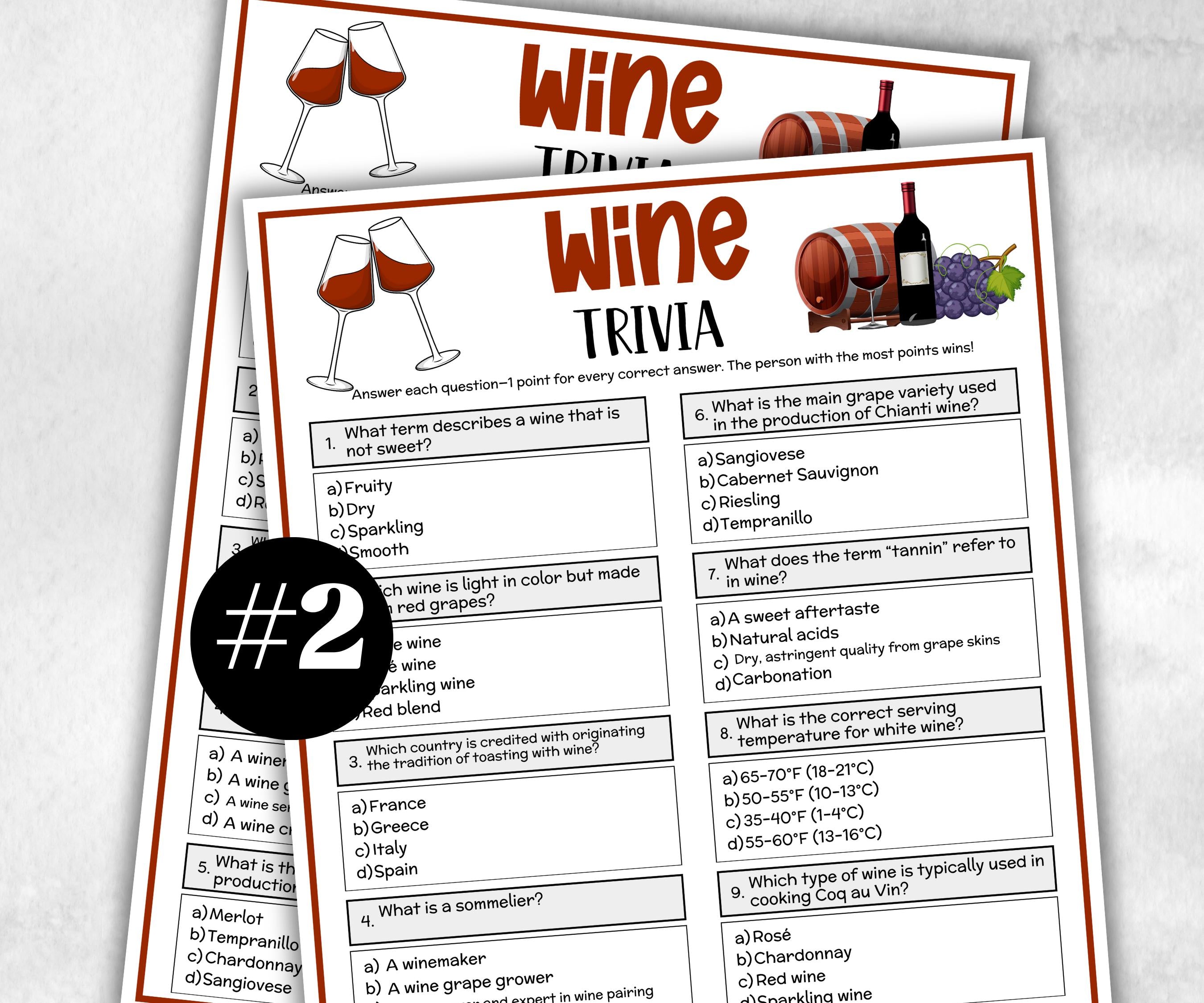 Wine Trivia Game, Wine Tasting Party, Wine Themed Party, Bridal Shower Game, Bachelorette Wine Cheese Party, Trivia Game Night, Dinner Party-Holidays -TheHustlingCatLady-Party Games