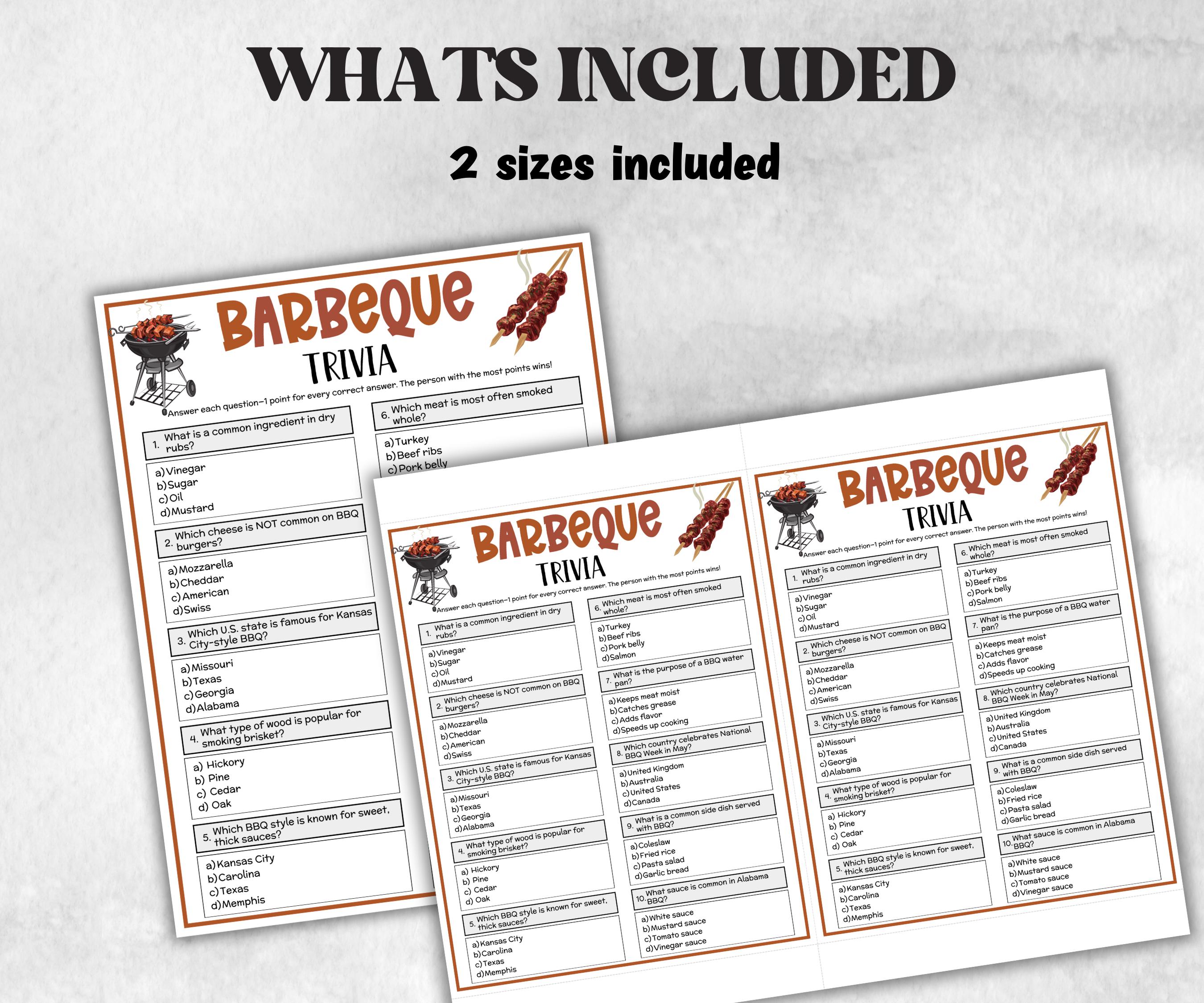 Bbq Trivia Game, Summer Break Barbeque, Backyard Bbq, Family Reunion Game, Foodie Trivia Game, Family game Night, Kid Adult Teen, Summer Bbq-Holidays -TheHustlingCatLady-Party Games