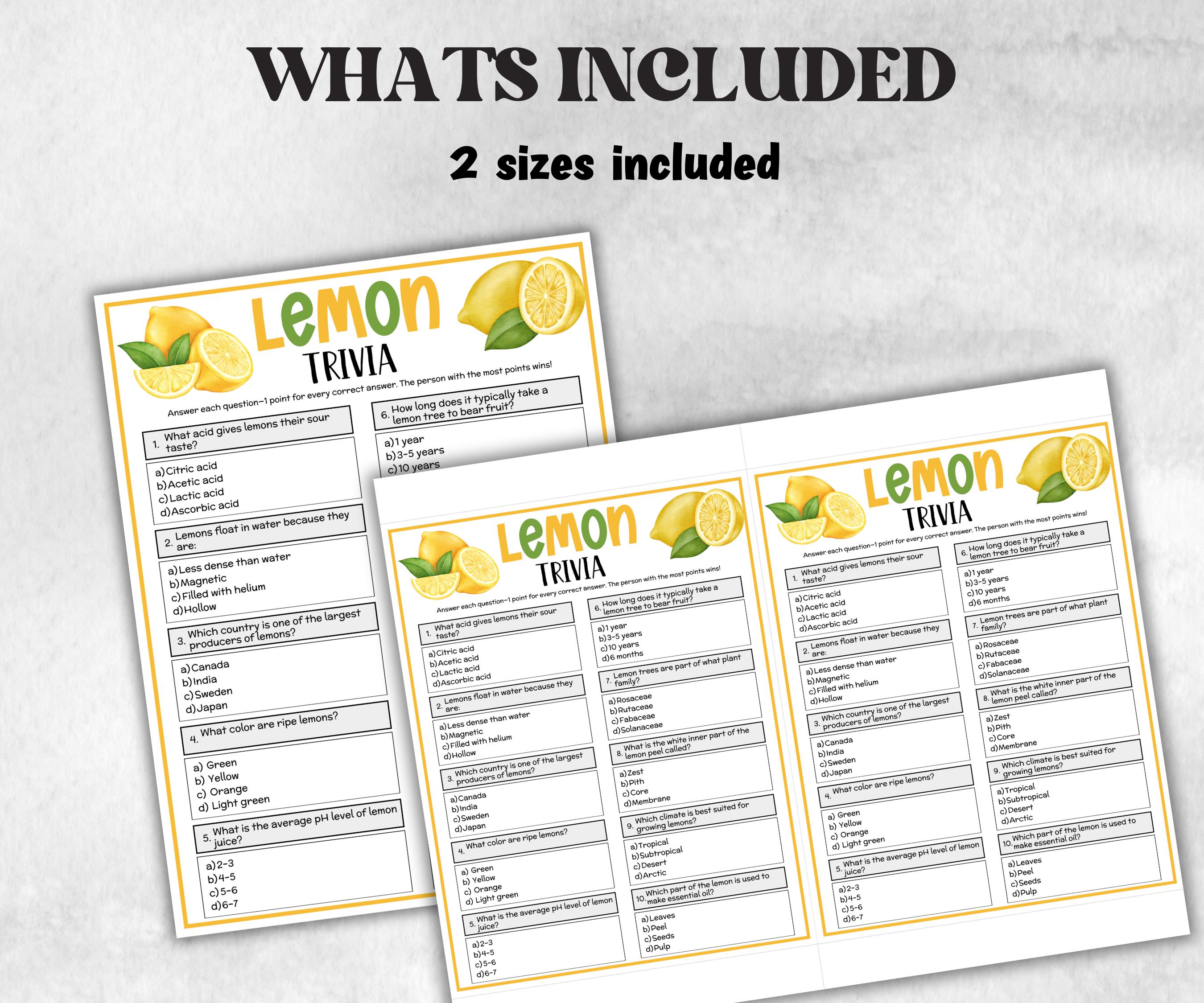 Lemon Trivia, Lemon Bridal Shower, Lemon Baby Shower, Wedding Shower, Citrus Bridal Shower, Baby Trivia, Couple Shower activity,Lemon Bridal-Holidays -TheHustlingCatLady-Party Games