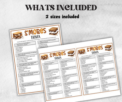 S'Mores Trivia Game, Camping Party Game, Church Activity, Summer Icebreaker, Smores 1st Birthday, Campfire Camping Birthday, Smores Shower-Holidays -TheHustlingCatLady-Party Games