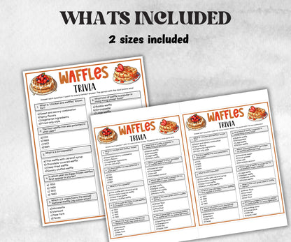 Waffles Printable Trivia Game, Brunch Party, Slumber Breakfast Party, National Waffle Day, Senior Game Night, Waffle Quiz,Classroom Activity-Holidays -TheHustlingCatLady-Party Games
