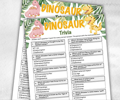 Dinosaur Trivia, Boy Birthday Game, Dinosaur Baby Shower, Printable Game, Dino Shower Games, Baby Shower Activity, Paleontology Grad Trivia-Holidays -TheHustlingCatLady-Party Games