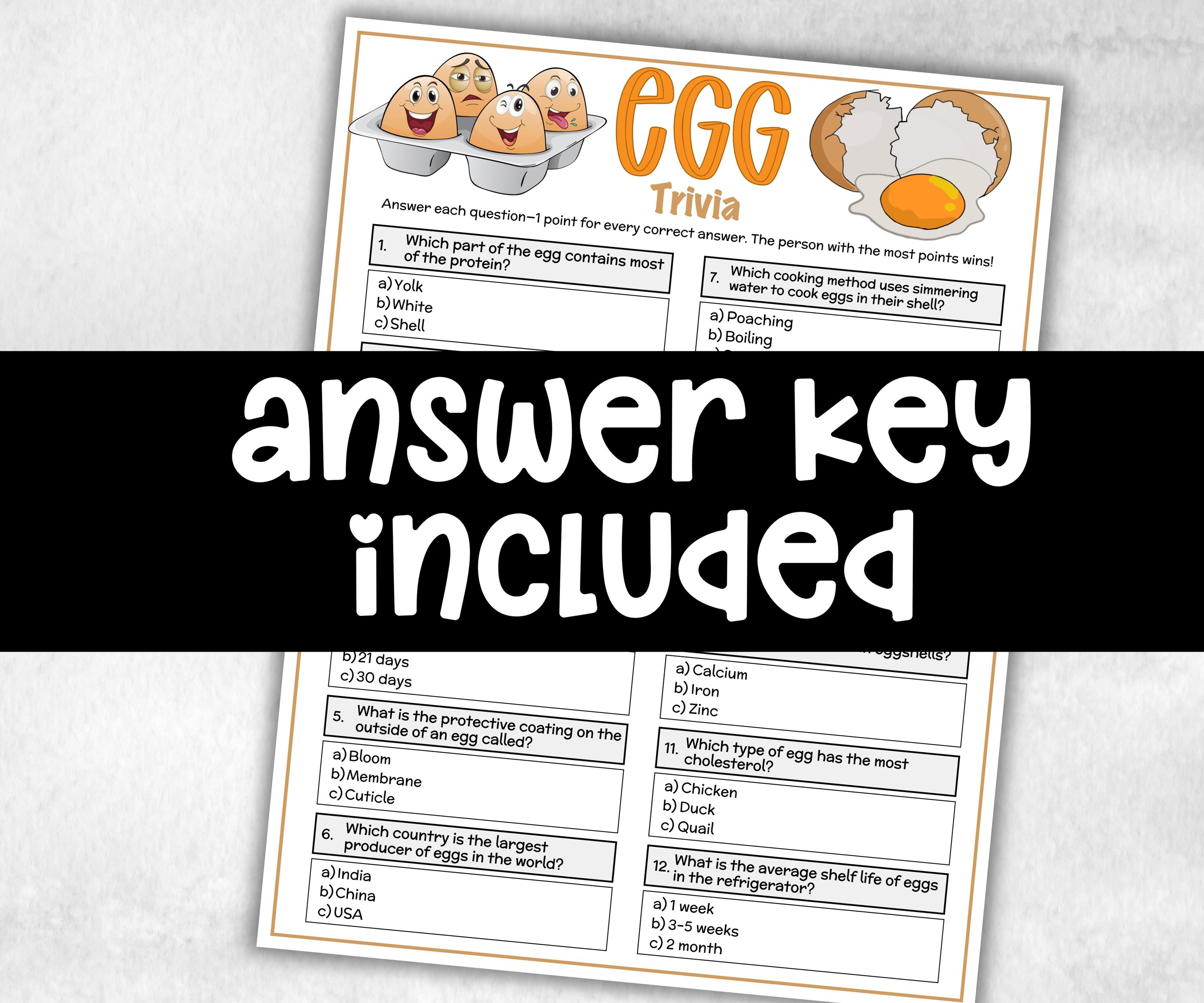 Egg Trivia, Holiday Party, Family Game Night, Senior Center, Adult Party Quiz, July Fruit, Breakfast Brunch, Ladies night quiz, Cooking game-Holidays -TheHustlingCatLady-Party Games