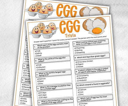 Egg Trivia, Holiday Party, Family Game Night, Senior Center, Adult Party Quiz, July Fruit, Breakfast Brunch, Ladies night quiz, Cooking game-Holidays -TheHustlingCatLady-Party Games