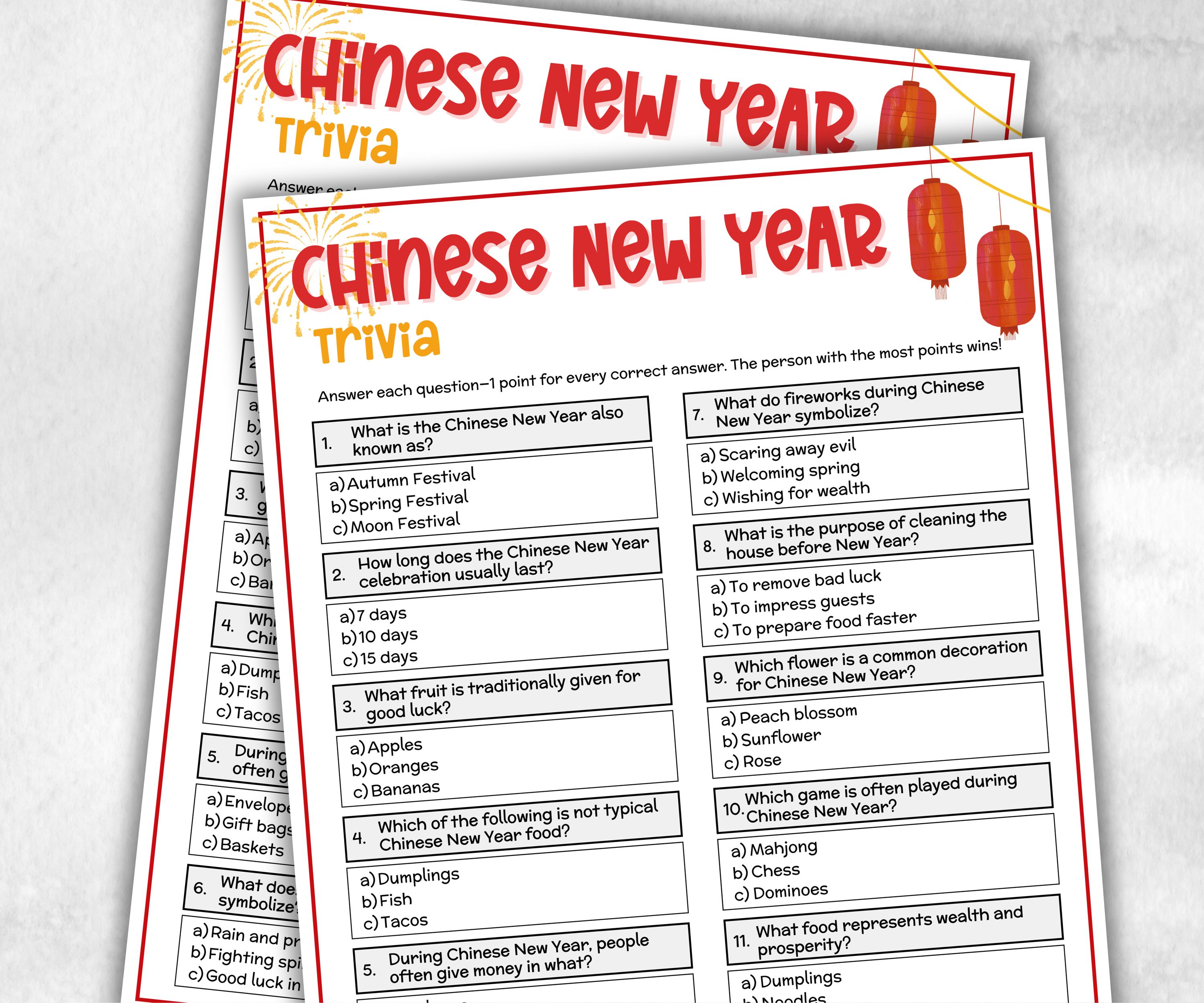 Chinese New Year Trivia, Lunar new year trivia, CNY 2026, family reunion party, educational trivia, dinner party games, senior game night-Holidays -TheHustlingCatLady-Party Games