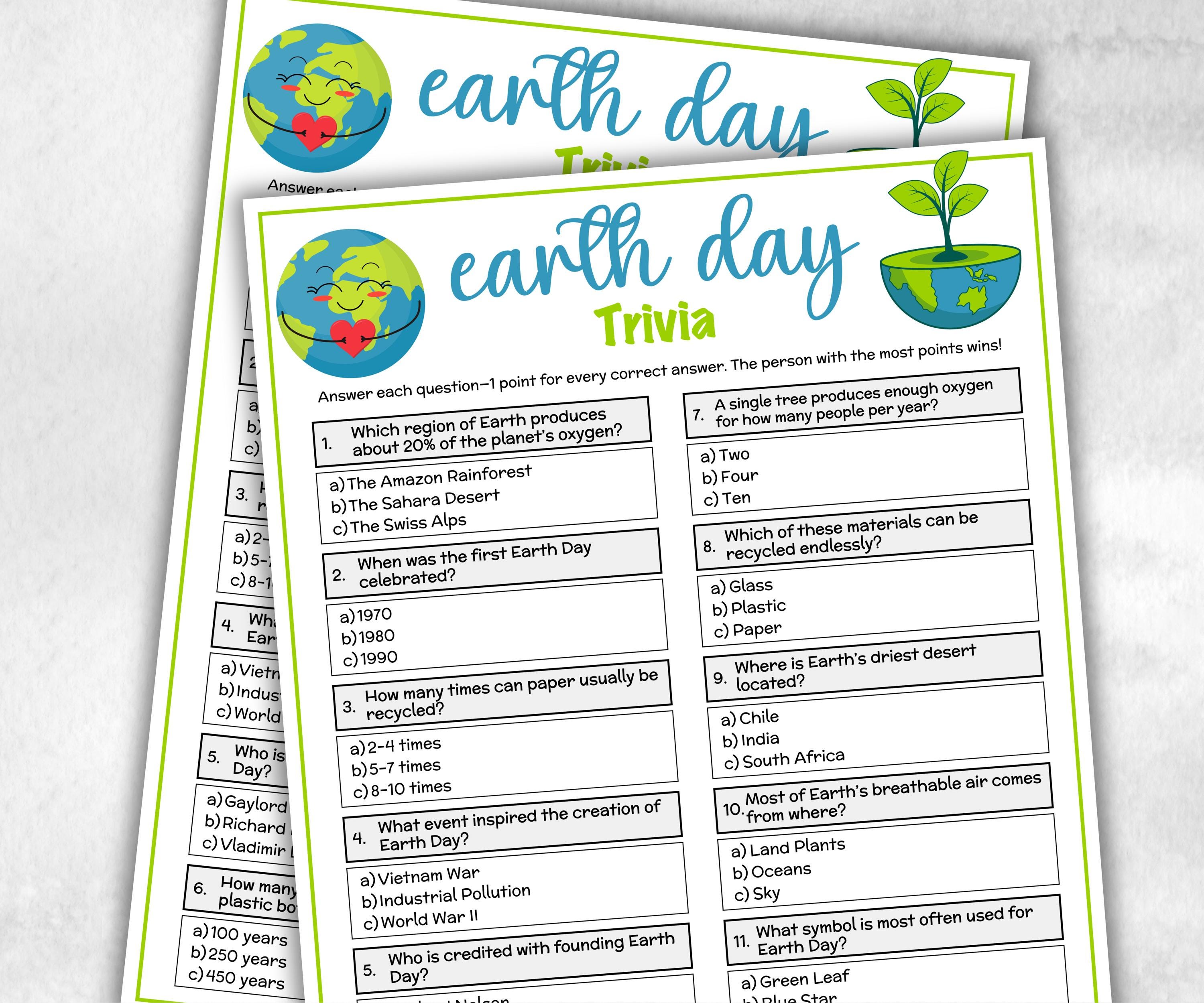 Earth Day Trivia Questions, Game For Seniors, Family Game Night, Group Game, kid adult teen senior, Earth Day Quiz, Earth Day Activity game-Holidays -TheHustlingCatLady-Party Games