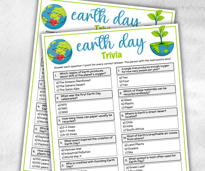 Earth Day Trivia Questions, Game For Seniors, Family Game Night, Group Game, kid adult teen senior, Earth Day Quiz, Earth Day Activity game-Holidays -TheHustlingCatLady-Party Games