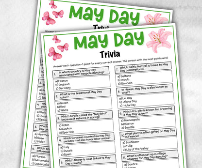 May Day Trivia, Spring Activity, Trivia Question, Game For Seniors, Garden Party Spring Break, Family Game Night, Group Game, kid adult teen-Holidays -TheHustlingCatLady-Party Games