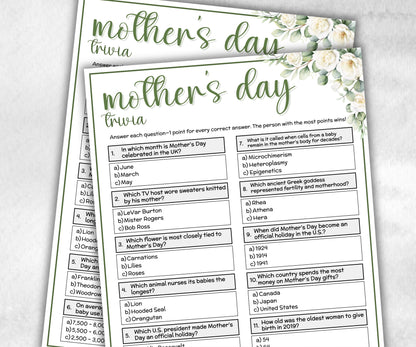 Mother's Day Trivia, Family Game Night, Group Game, kid adult teen, Mom Mama Aunt Grandma Grandmom ideas, mothers day birthday gift, trivia-Holidays -TheHustlingCatLady-Party Games