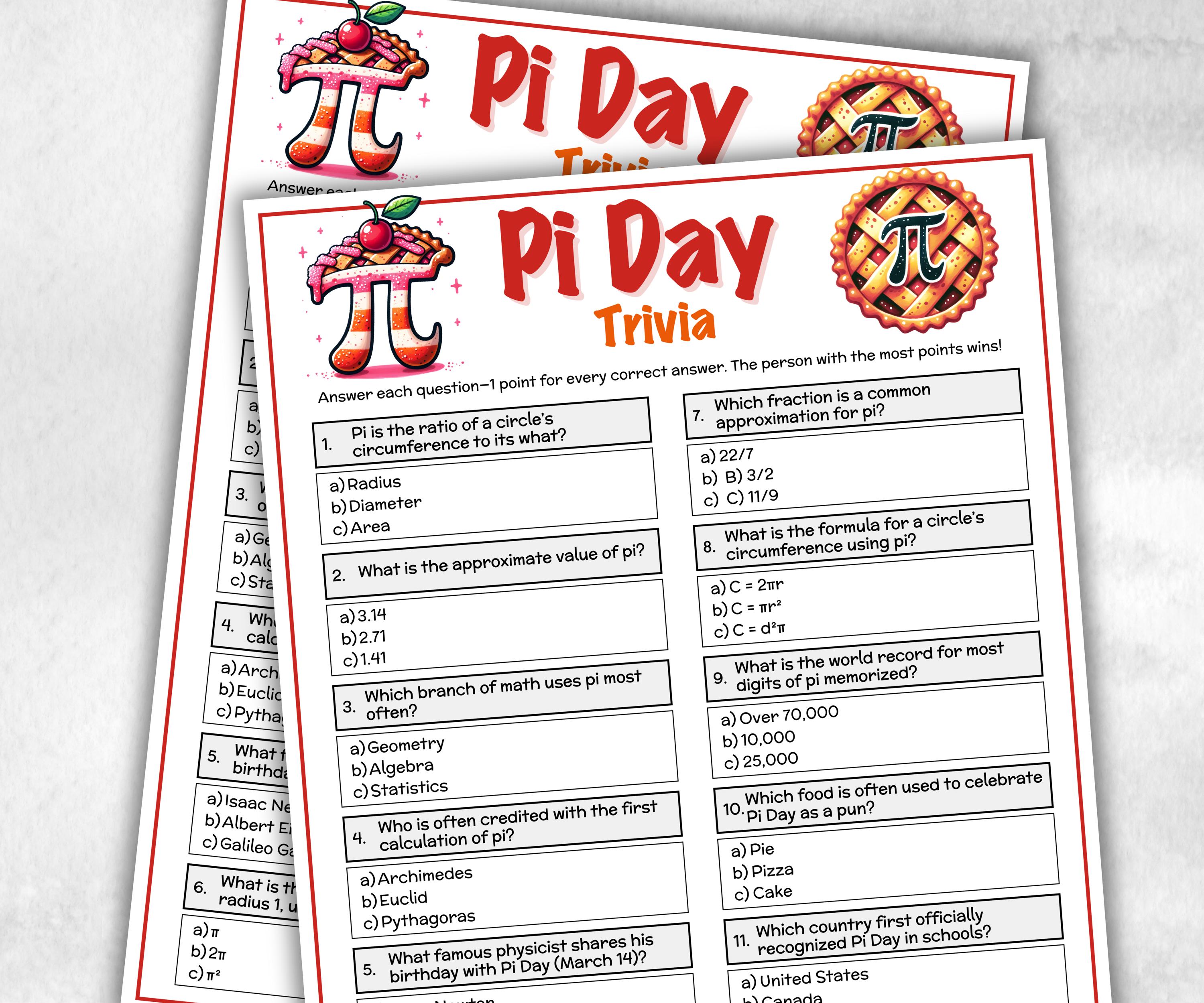Pi Day Trivia, Math Teacher Gift, Classroom Math, Family Game Night, Teacher Math Group Activities, kid adult teen senior, Ladies Pie night-Holidays -TheHustlingCatLady-Party Games