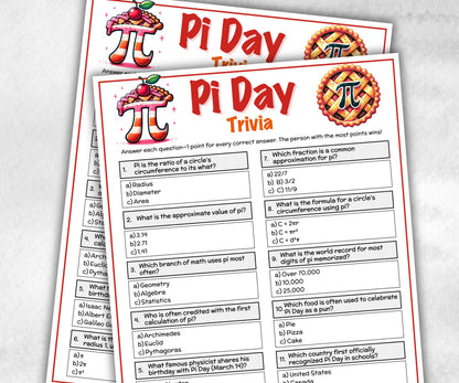 Pi Day Trivia, Math Teacher Gift, Classroom Math, Family Game Night, Teacher Math Group Activities, kid adult teen senior, Ladies Pie night-Holidays -TheHustlingCatLady-Party Games