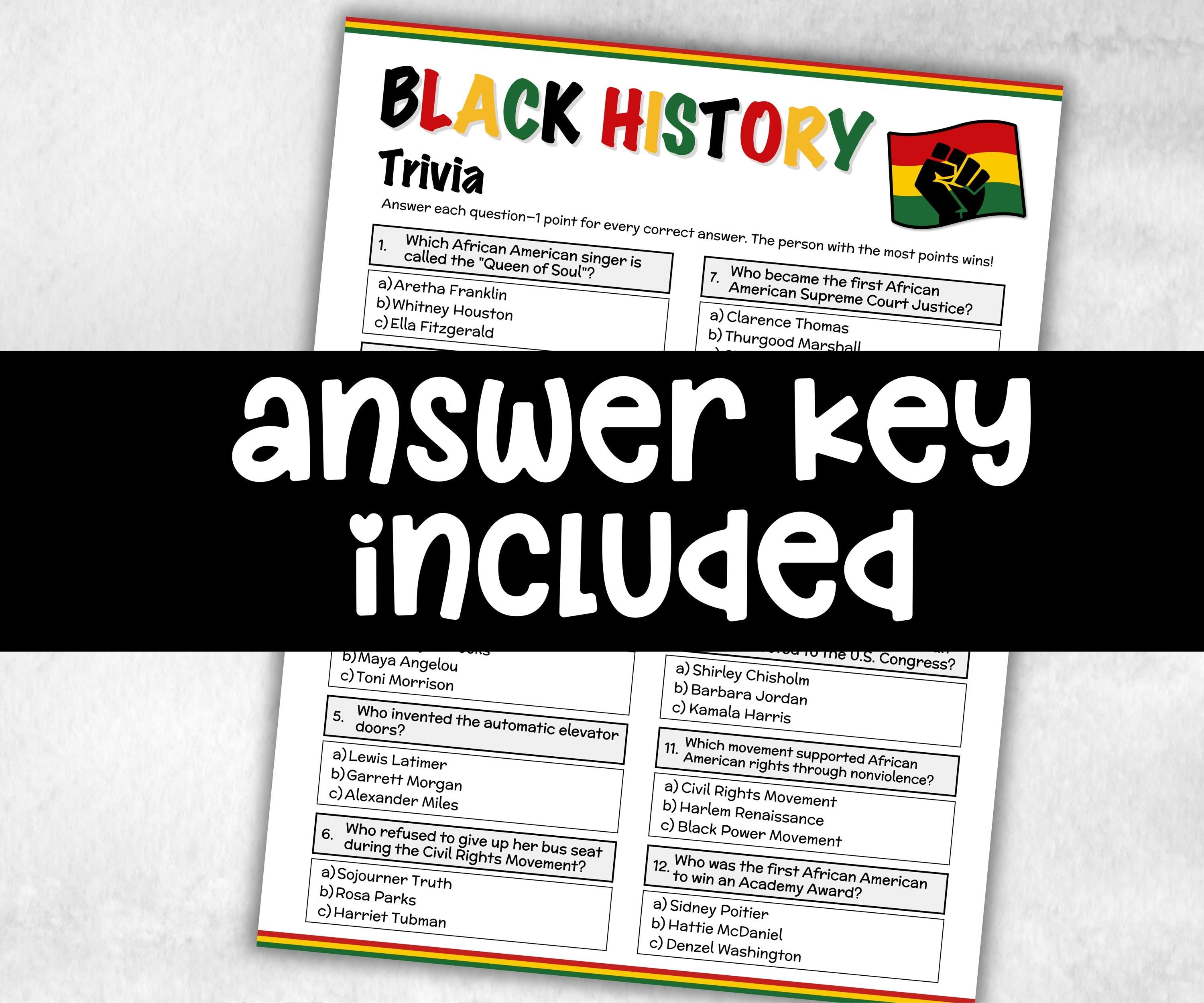 Black History Trivia, Black History Month, African American Quiz, Juneteenth Trivia, Educational Game, Black Lives Matter, Kwanza activity-Holidays -TheHustlingCatLady-Party Games