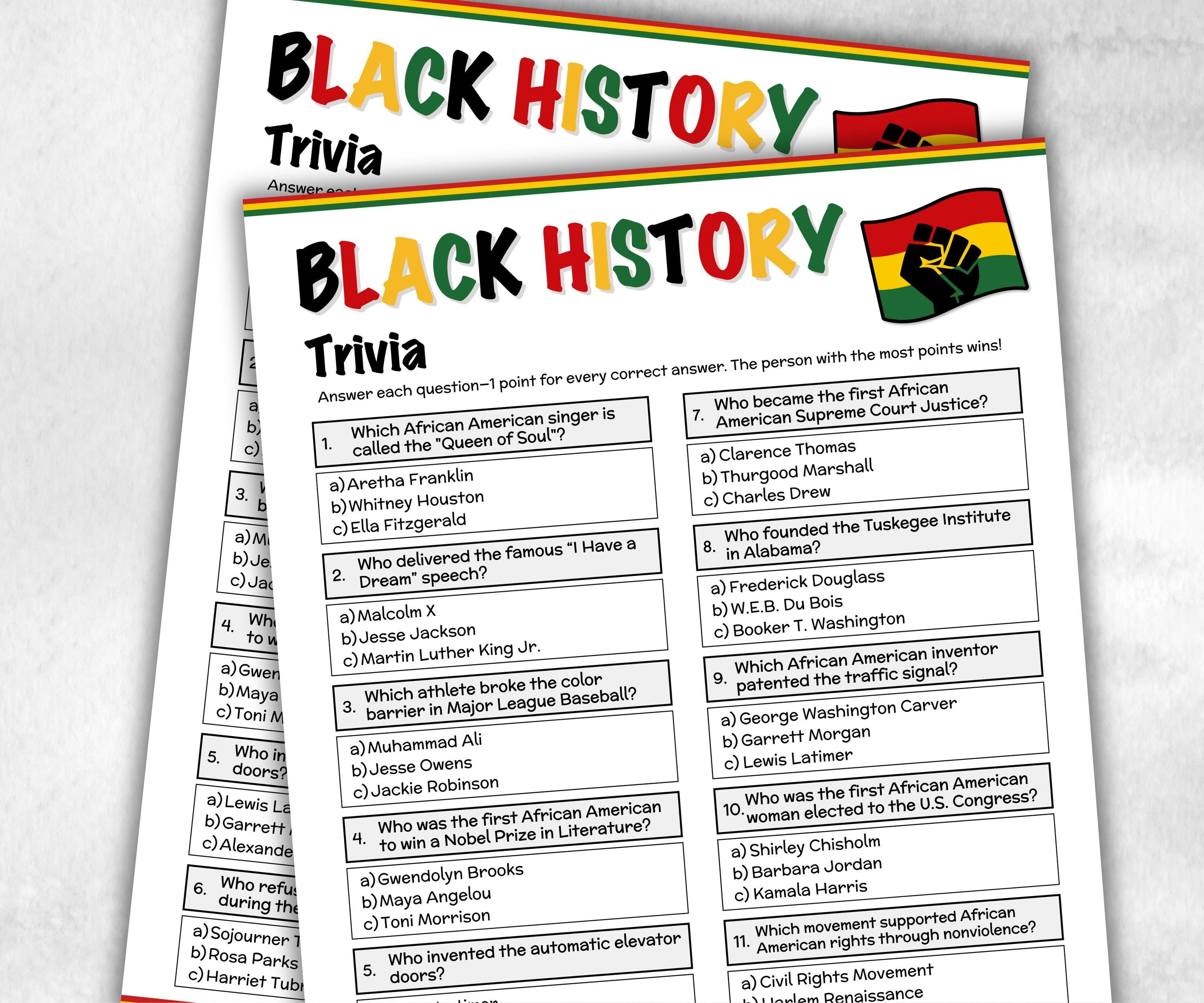 Black History Trivia, Black History Month, African American Quiz, Juneteenth Trivia, Educational Game, Black Lives Matter, Kwanza activity-Holidays -TheHustlingCatLady-Party Games