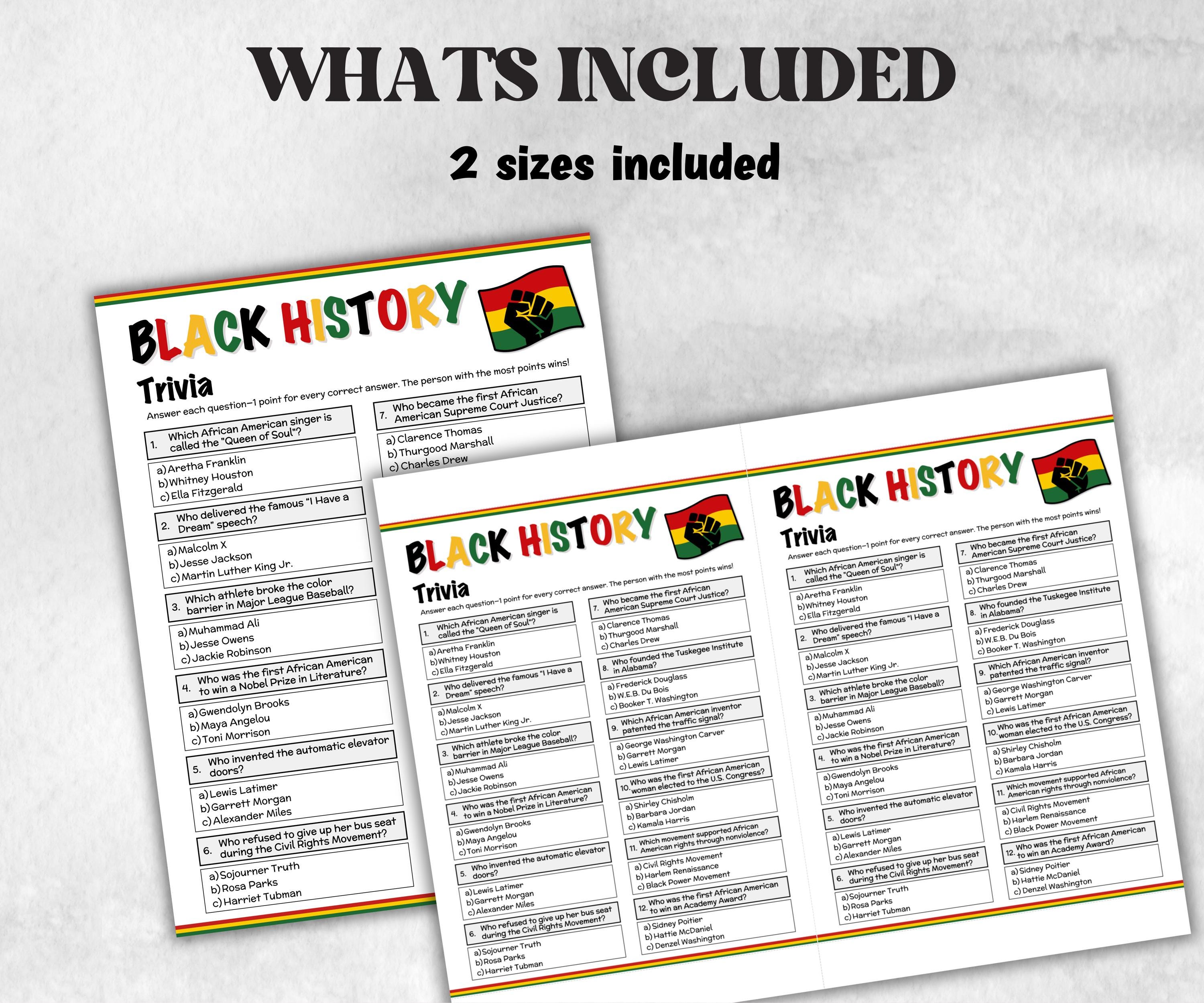 Black History Trivia, Black History Month, African American Quiz, Juneteenth Trivia, Educational Game, Black Lives Matter, Kwanza activity-Holidays -TheHustlingCatLady-Party Games