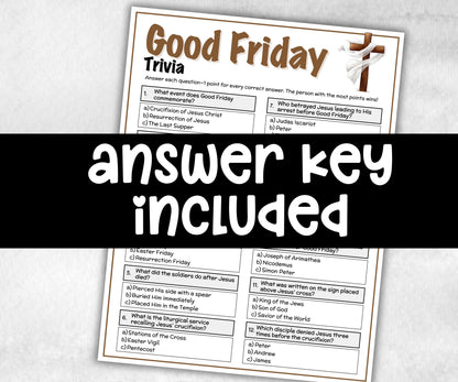 Printable Good Friday Trivia, Church Fundraiser, Adult Teen church Icebreaker game, Easter Trivia Game, Holy Week Game, Lent Trivia-Office Supplies -TheHustlingCatLady-Party Games