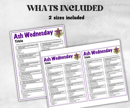 Printable Ash Wednesday Trivia, Classroom Riddles, Church Fundraiser, Adult Teen church Icebreaker game, Easter Trivia Game, Lenten Lent-Office Supplies -TheHustlingCatLady-Party Games