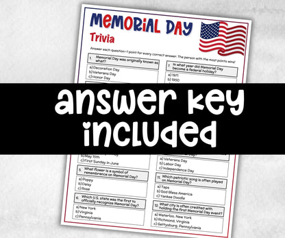memorial day trivia, patriotic trivia, american indigenous party, american army quiz, Family Reunion, dinner party, army soldier military-Holidays -TheHustlingCatLady-Party Games