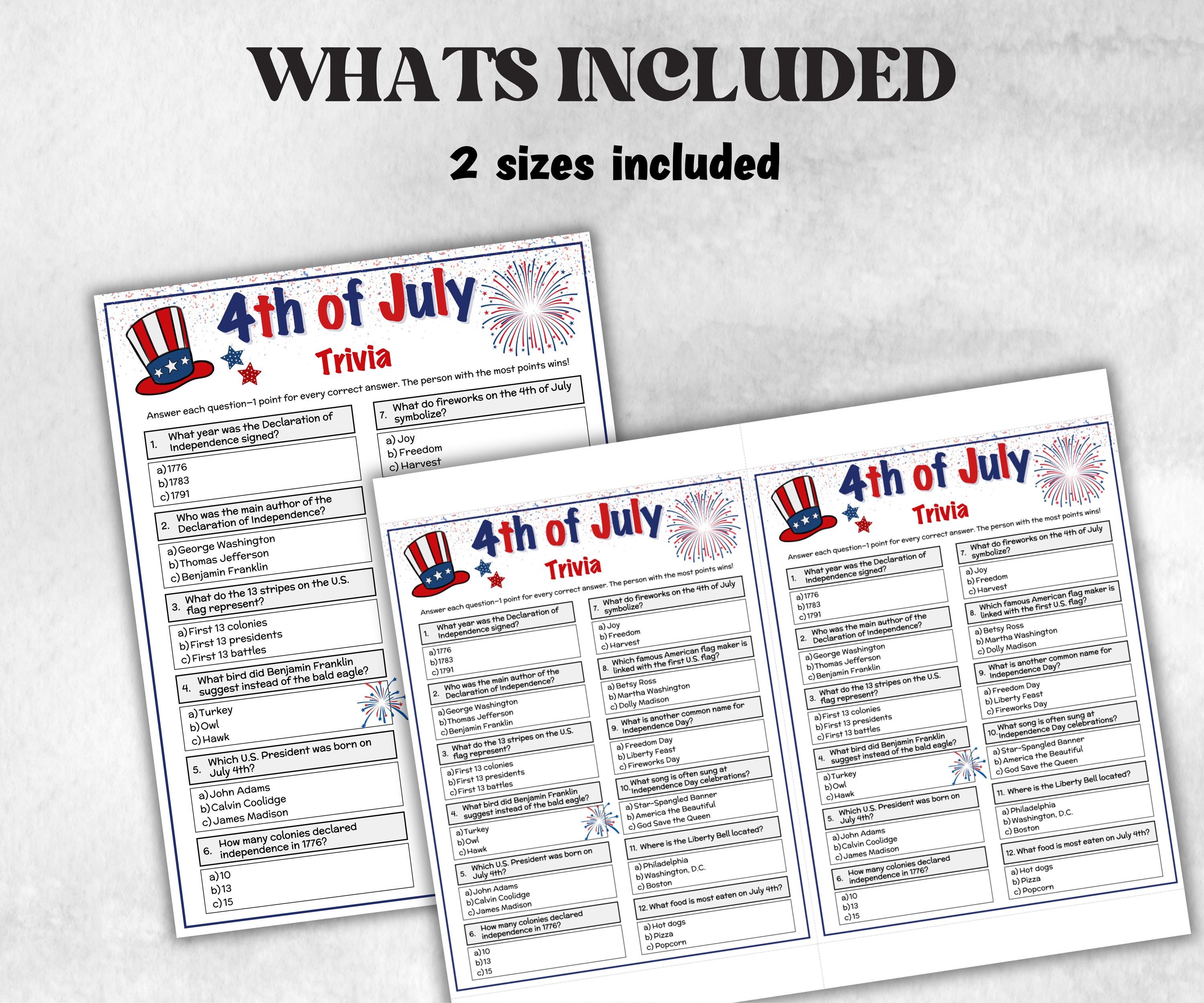 4th of july trivia, patriotic trivia, Fourth Of July Game, american army quiz, Family Reunion, 4Th Of July Activity, army soldier military-Holidays -TheHustlingCatLady-Party Games